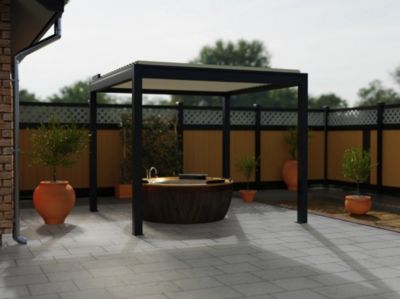 Pergola bioclimatique autoportante motorisée aluminium Oviedo blanc 3 x 3 m