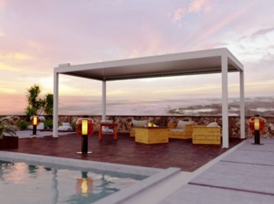 Pergola bioclimatique autoportante motorisée aluminium Oviedo blanc 6 x 3 m