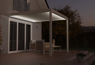 Eclairage d'extérieur 2 bandeaux LED Cameo dans profilé alu blanc 9010M 3 m