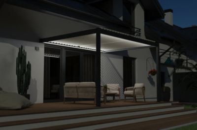 Eclairage d'extérieur 2 bandeaux LED Cameo dans profilé alu gris 7016S 4 m