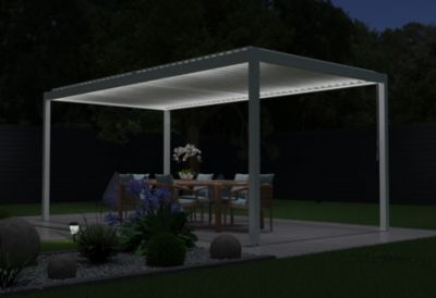 Eclairage d'extérieur 2 bandeaux LED Cameo dans profilé alu blanc 9010M 6 m