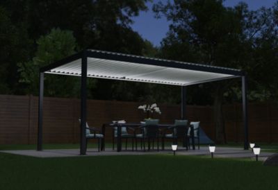 Eclairage d'extérieur 2 bandeaux LED Cameo dans profilé alu gris 7016S 6 m