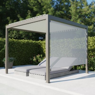 Store sans guide latéral autoportant / façade 3 m pour pergola Salto Alumin'home gris taupe RAL 7039