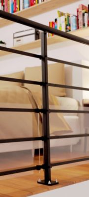 Poteau à plat pour garde corps Alumin'Home noir