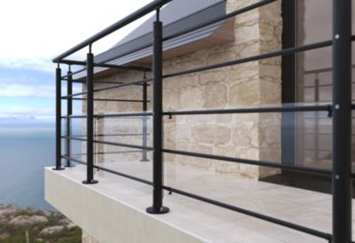 Poteau à plat pour garde corps Oxalis noir ral 9005