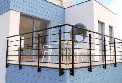 Poteau latéral pour garde corps Oxalis noir ral 9005