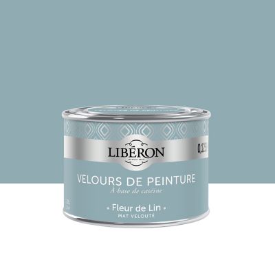 Peinture murs, plafonds et boiseries Velours de peinture bleu fleur de lin Libéron 125 ml