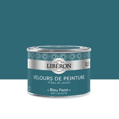 Peinture murs, plafonds et boiseries Velours de peinture bleu paon Libéron 125 ml
