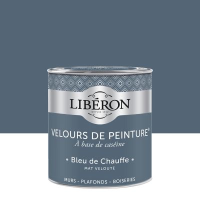 Peinture murs, plafonds et boiseries Velours de peinture bleu de chauffe Libéron 0,5L
