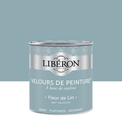Peinture murs, plafonds et boiseries Velours de peinture bleu fleur de lin Libéron 0,5L