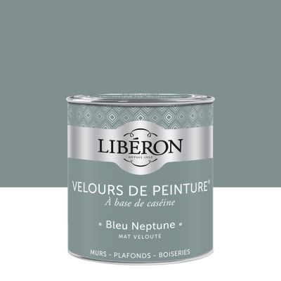 Peinture murs, plafonds et boiseries Velours de peinture bleu neptune Libéron 0,5L