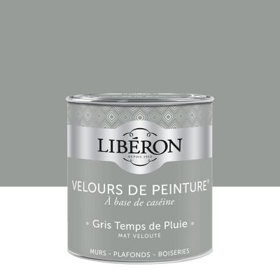 Peinture murs, plafonds et boiseries Velours de peinture gris temps de pluie Libéron 0,5L
