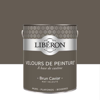 Peinture murs, plafonds et boiseries Velours de peinture marron brun caviar Libéron 2,5L
