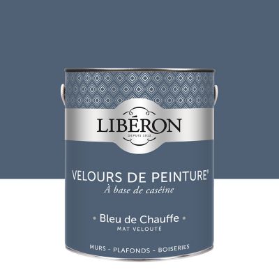 Peinture murs, plafonds et boiseries Velours de peinture bleu de chauffe Libéron 2,5L