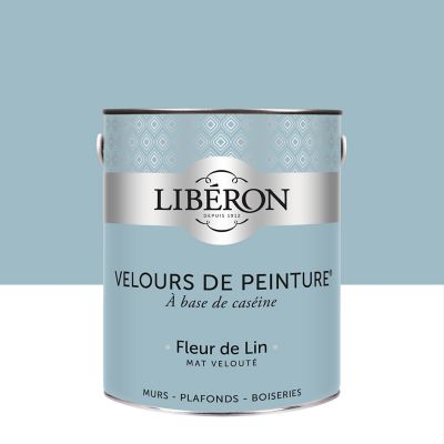 Peinture murs, plafonds et boiseries Velours de peinture bleu fleur de lin Libéron 2,5L
