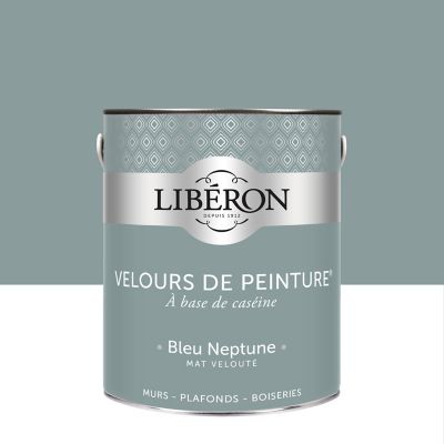 Peinture murs, plafonds et boiseries Velours de peinture bleu neptune Libéron 2,5L