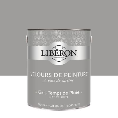 Peinture murs, plafonds et boiseries Velours de peinture gris temps de pluie Libéron 2,5L