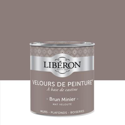 Peinture multisupport murs, plafonds et boiseries Velours de peinture gris brun minier Libéron 0,5L