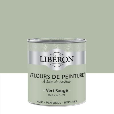 Peinture multisupport murs, plafonds et boiseries Velours de peinture vert sauge Libéron 0,5L