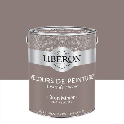 Peinture multisupport murs, plafonds et boiseries Velours de peinture gris brun minier Libéron 2,5L
