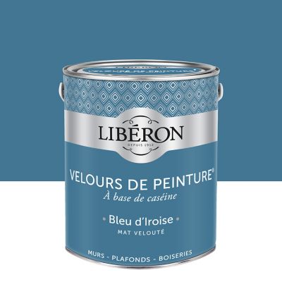 Peinture murs, plafonds et boiseries Velours de peinture bleu d'iroise Libéron 2,5L