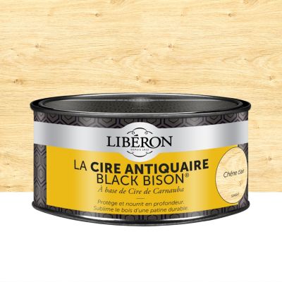 Cire pâte antiquaire black bison pour meubles Libéron chêne clair 500ml