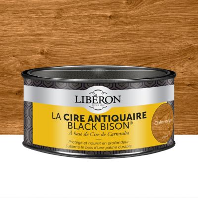 Cire pâte antiquaire black bison pour meubles Libéron chêne moyen 500ml