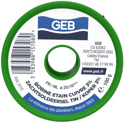 Bobine fil étain/cuivre pour soudure Geb 100 g