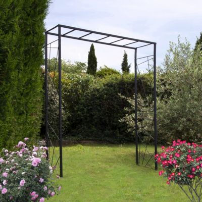 Arche de jardin Mandala en acier tubes carrés grand modèle + 4 supports poteaux à enfoncer