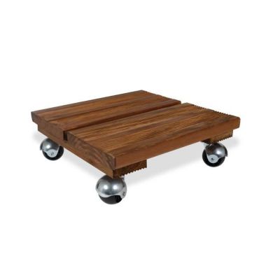 Louis Moulin Roule plante BOIS carré naturel - 30x30 cm - Bois Beige - vue 3