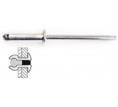 Techman 50 rivets alu / alu à tête plate D. 4 x 8 mm