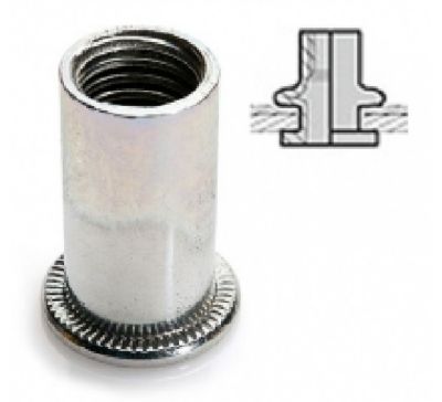Techman 40 écrous M6 à sertir acier avec tête plate
