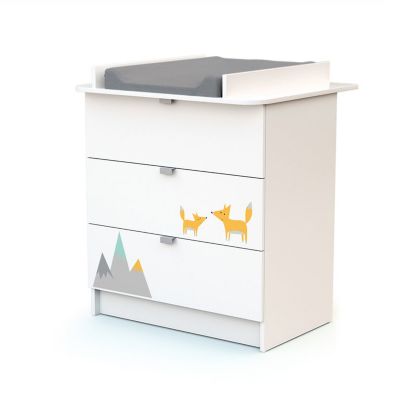 Commode 3 tiroirs avec plan à langer AT4 Webaby Renard