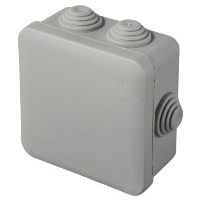 Boîte de dérivation carrée extérieure avec 7 passe-câbles et système de verrouillage 80 x 80 x 45 mm