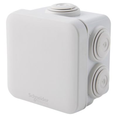 Boîte de dérivation carrée extérieure avec 7 passe-câbles et système de verrouillage 65 x 65 x 45 mm