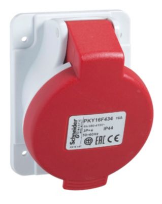 PratiKa socle de prise industrielle coudée 3P+N+T 380 415 V CA IP44 PKY16F435