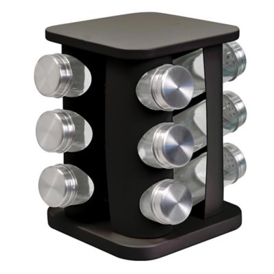 Carrousel à épices métal noir 12 flacons