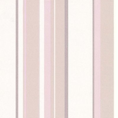 Papier peint expansé sur intissé LUTECE rayures beige rose