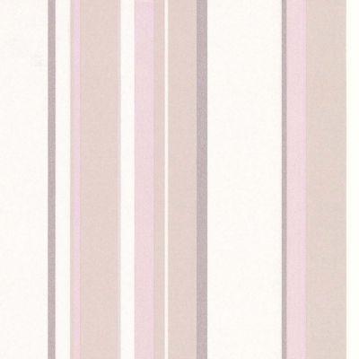 Papier peint expansé sur intissé LUTECE rayures beige rose