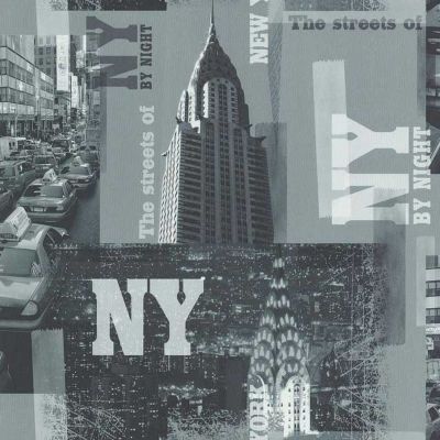 Papier peint LUTECE Streets of New York by night noir et blanc