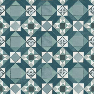 Papier peint vinyle intissé Cuisines & Bains Lutece mat et satiné carreaux ciment, faience vert paon