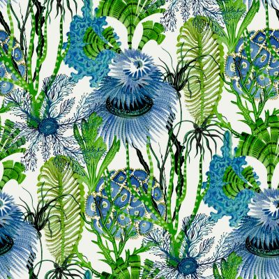 Papier peint vinyle intissé Cuisines & Bains Lutece mat et satiné fonds marins bleu, vert l.1005 x l