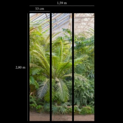 Papier peint panoramique vinyle intissé Reality Iv Lutece mat et satiné serre tropicale vert, feuill