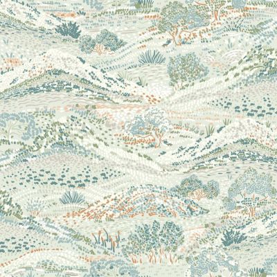 Papier peint vinyle intissé Sejours & Chambres Lutece mat et satiné colline, feuilles vert, bleu, bl