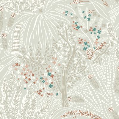 Papier peint vinyle intissé Sejours & Chambres Lutece mat et satiné feuilles beige, brique, bleu l.1