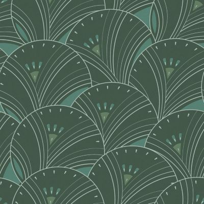 Papier peint vinyle intissé Villa Rosalie Lutece mat et satiné art déco vert l.1005 x l.53 cm
