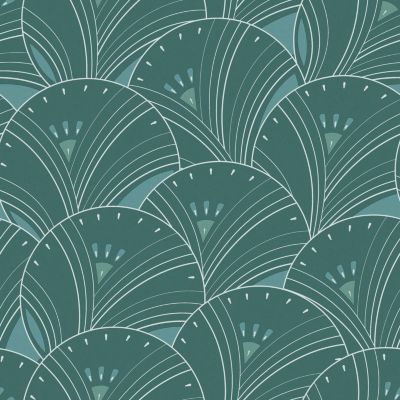 Papier peint vinyle intissé Villa Rosalie Lutece mat et satiné art déco topaze, bleu l.1005 x l.53 c