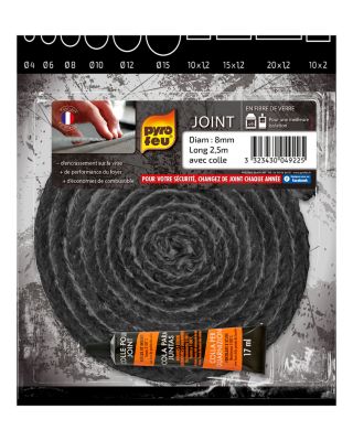Joint en fibres de verre pour foyers et inserts Ø 8 mm - Pyrofeu