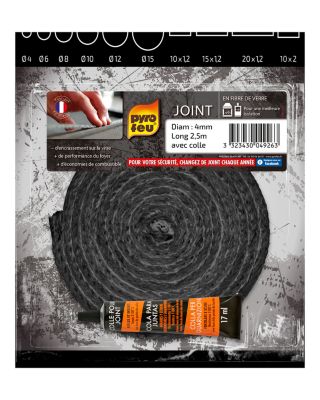 Joint en fibres de verre pour foyers et inserts Ø 4 mm - Pyrofeu