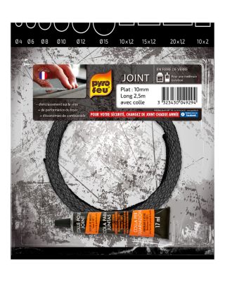 Joint en fibres de verre pour foyers et inserts plat 10 x 1.2 mm - Pyrofeu